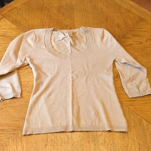 Tan Scoop Neck Knit Sweater